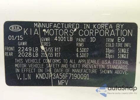 2015 Kia Soul + z USA, uszkodzony, nr VIN KNDJP3A56F7190091